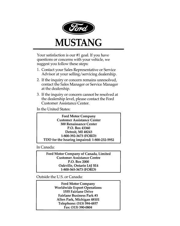 1997 Ford Mustang Owner’s Guide Image
