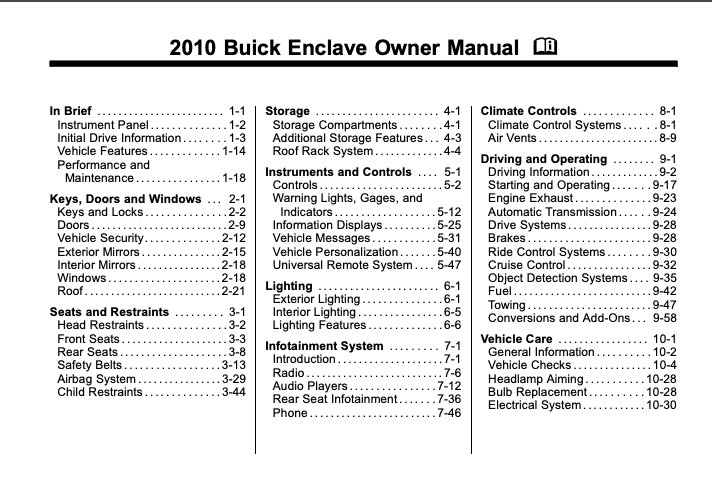 2010 Buick Enclave Owner’s Manual Image