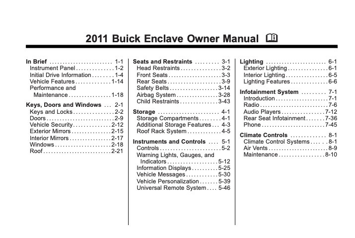 2011 Buick Enclave Owner’s Manual Image