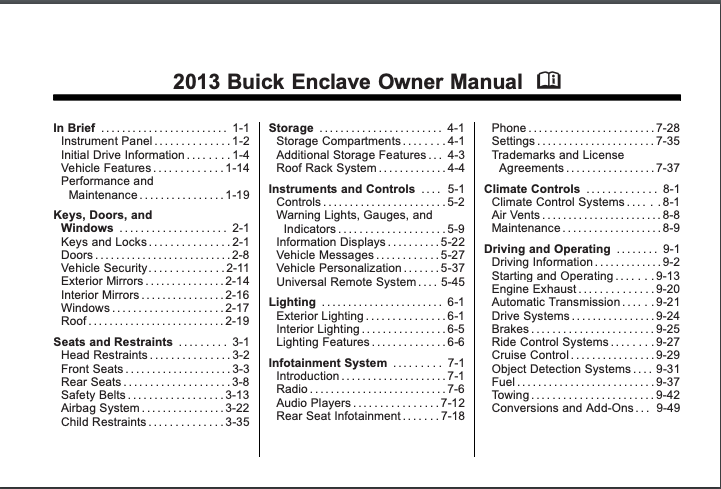 2013 Buick Enclave Owner’s Manual Image