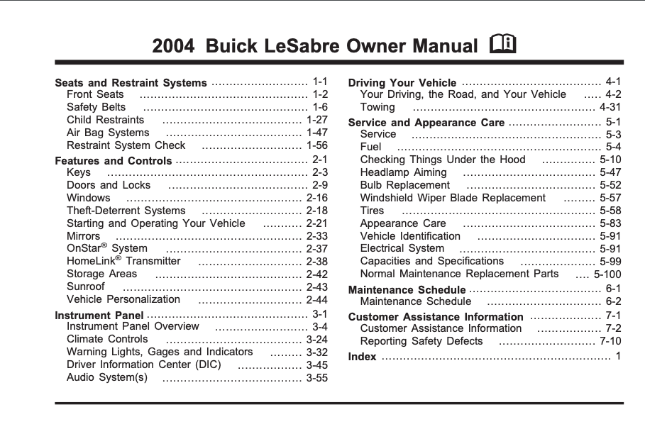2004 Buick LeSabre Owner’s Manual Image