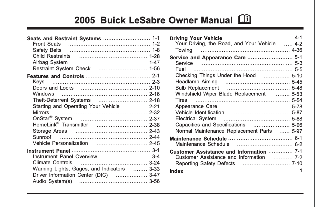 2005 Buick LeSabre Owner’s Manual Image