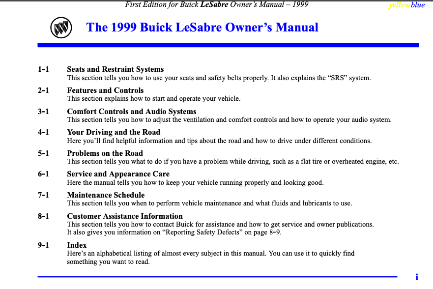 1999 Buick LeSabre Owner’s Manual Image