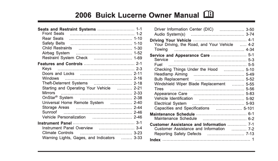 2006 Buick Lucerne Owner’s Manual Image