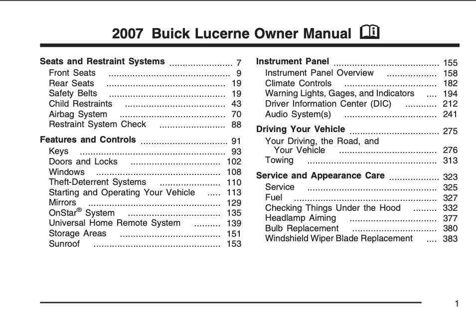 2007 Buick Lucerne Owner’s Manual Image