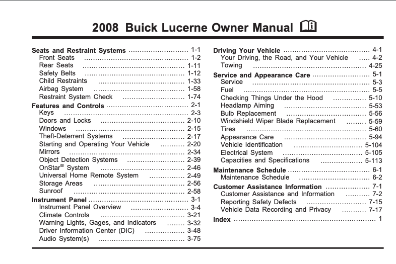 2008 Buick Lucerne Owner’s Manual Image