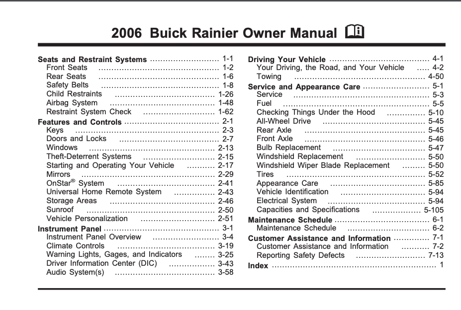 2006 Buick Rainier Owner’s Manual Image