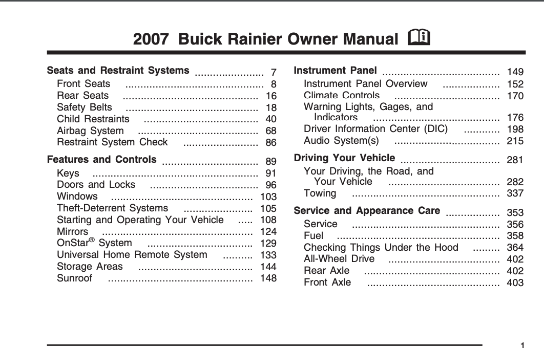 2007 Buick Rainier Owner’s Manual Image