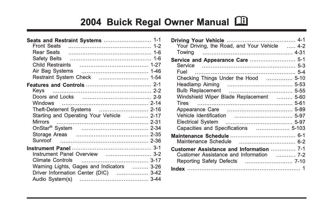 2004 Buick LaCrosse Owner’s Manual Image