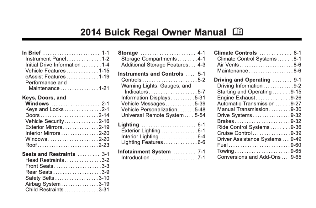 2014 Buick Regal Owner’s Manual Image