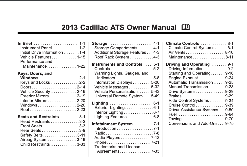 2013 Cadillac ATS Owner’s Manual Image