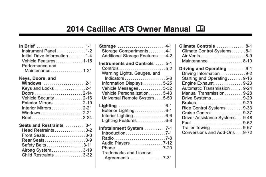 2014 Cadillac ATS Owner’s Manual Image