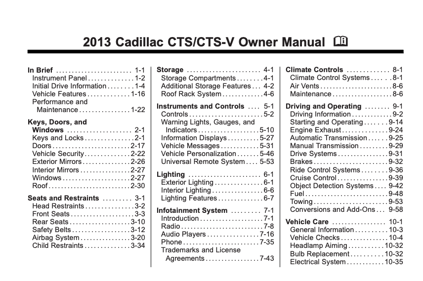 2013 Cadillac CTS-V Owner’s Manual Image