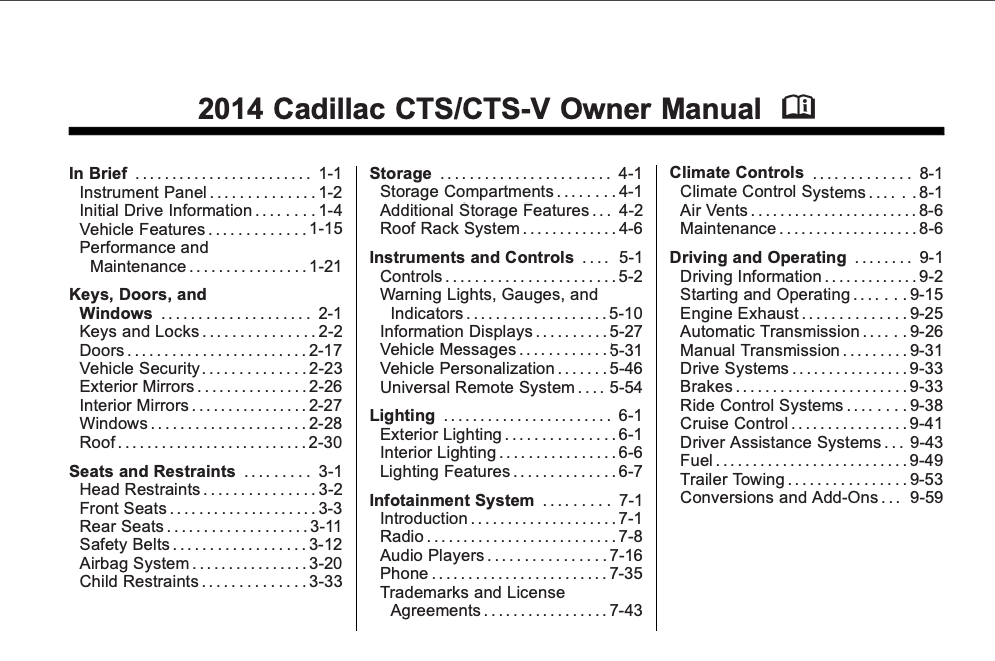 2014 Cadillac CTS-V Coupe Owner’s Manual Image
