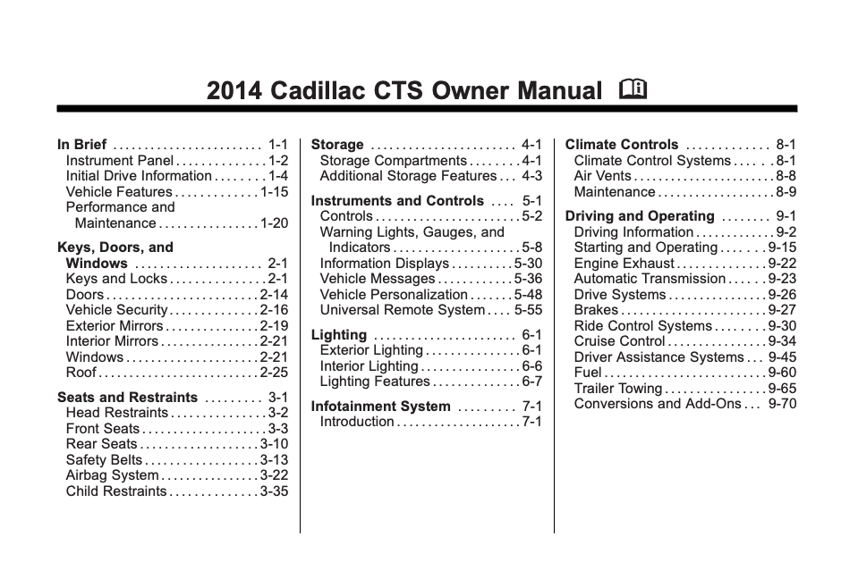 2014 Cadillac CTS Owner’s Manual Image