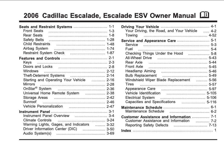 2006 Cadillac Escalade/ Escalade ESV Owner’s Manual Image