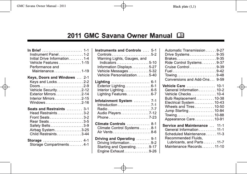 2011 GMC Savana Owner’s Manual Image