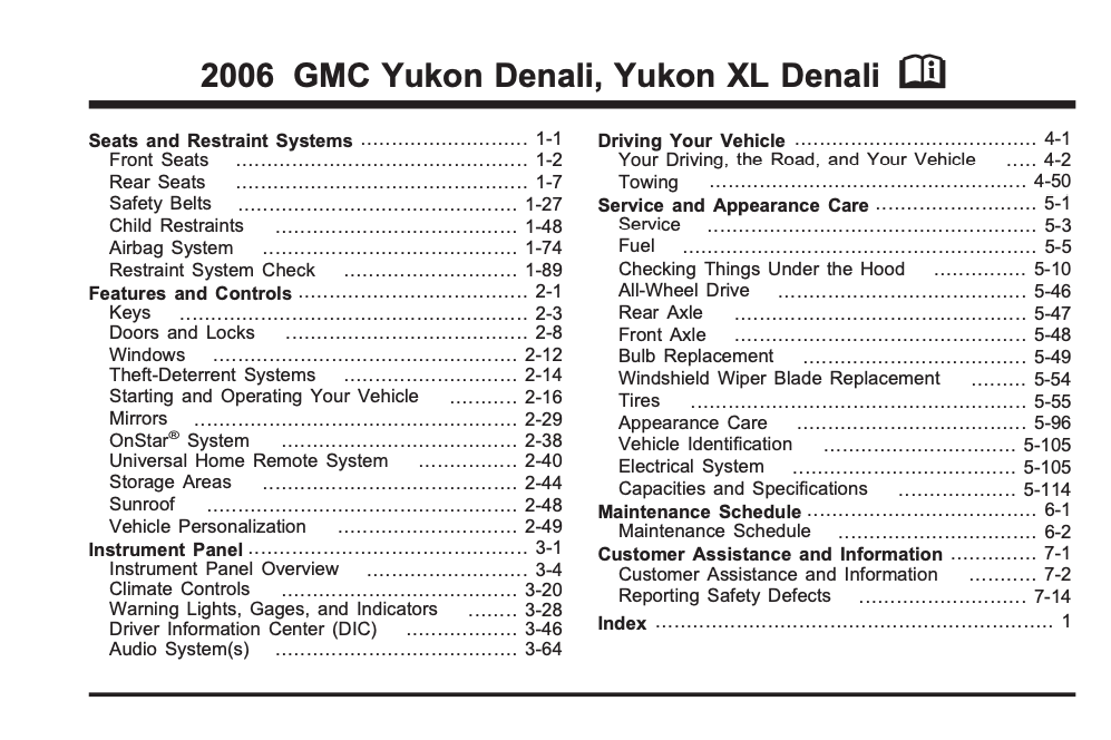 06 2006 GMC Yukon Denali/Yukon XL Denali owners manual