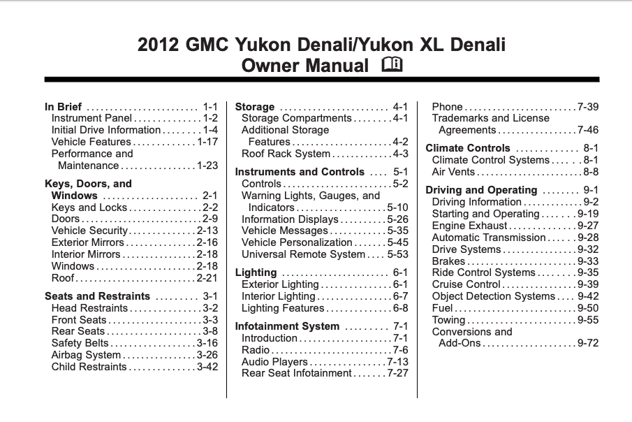 2012 GMC Yukon Denali/Yukon XL Denali Owner’s Manual Image