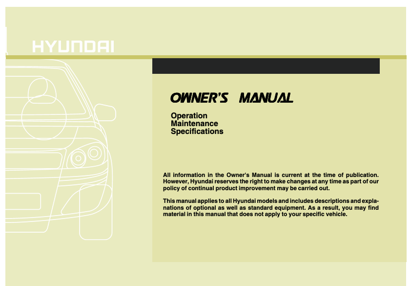 2011 Hyundai Azera Owner’s Manual Image