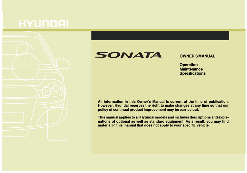 2010 Hyundai Sonata Owner’s Manual Image