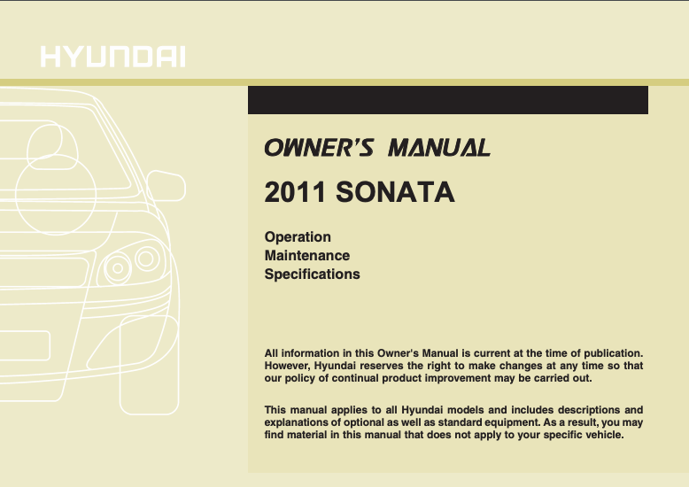 2011 Hyundai Sonata Owner’s Manual Image