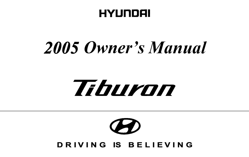 2005 Hyundai Tiburon Owner’s Manual Image