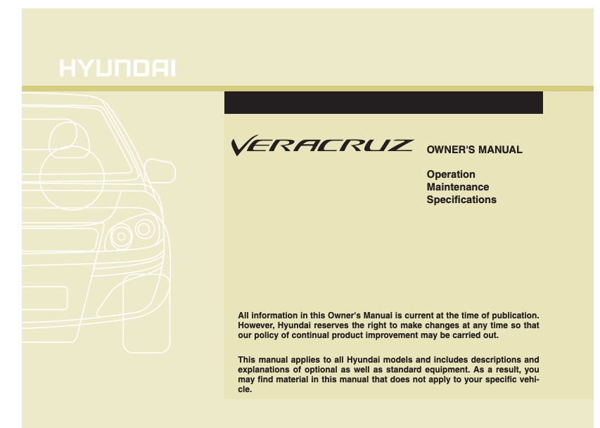 2010 Hyundai Veracruz Owner’s Manual Image