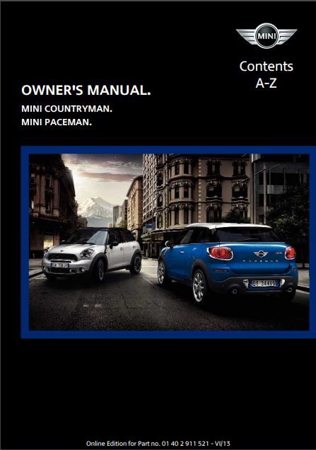 2014 Mini Paceman Owner’s Manual Image