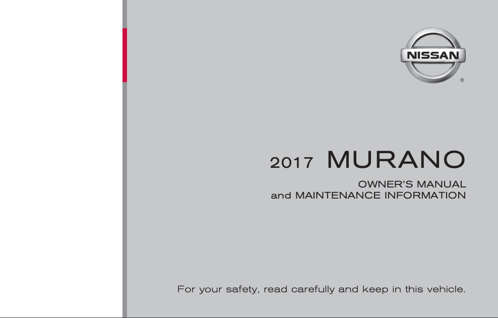 2017 Nissan Murano Owner’s Manual and Maintenance Information Image