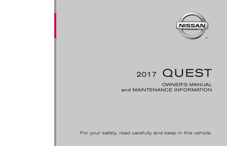 2017 Nissan Quest Owner’s Manual and Maintenance Information Image