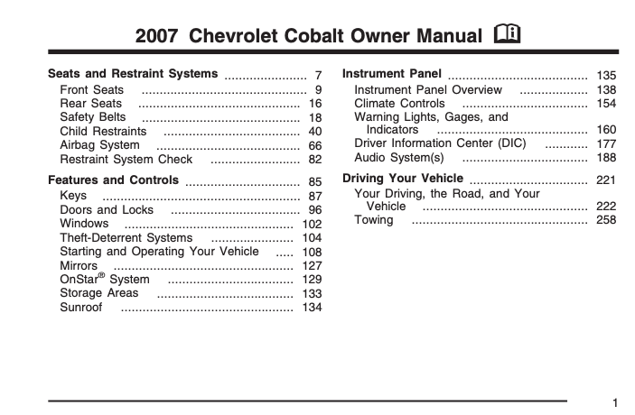 2007 Chevrolet Cobalt Owner’s Manual Image