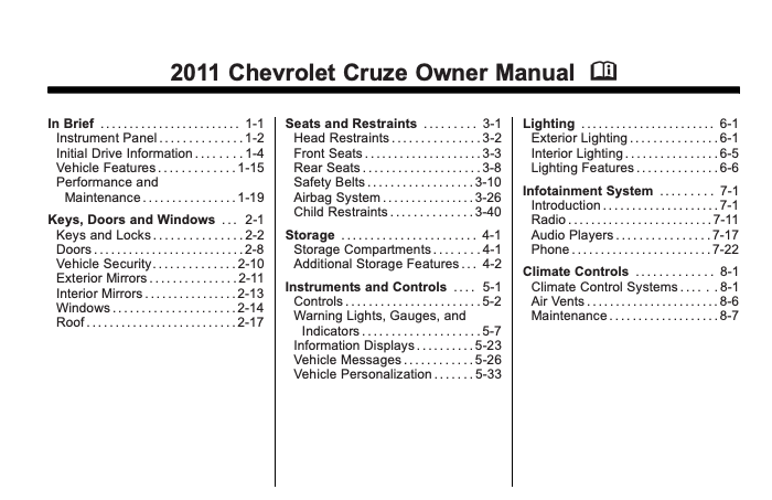 2011 Chevrolet Cruze Owner’s Manual Image