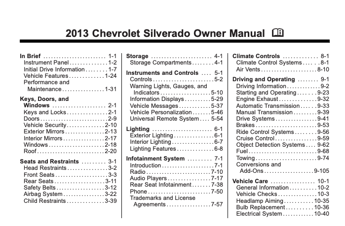 2013 Ford Chevrolet Silverado 2500 Owner’s Manual Image