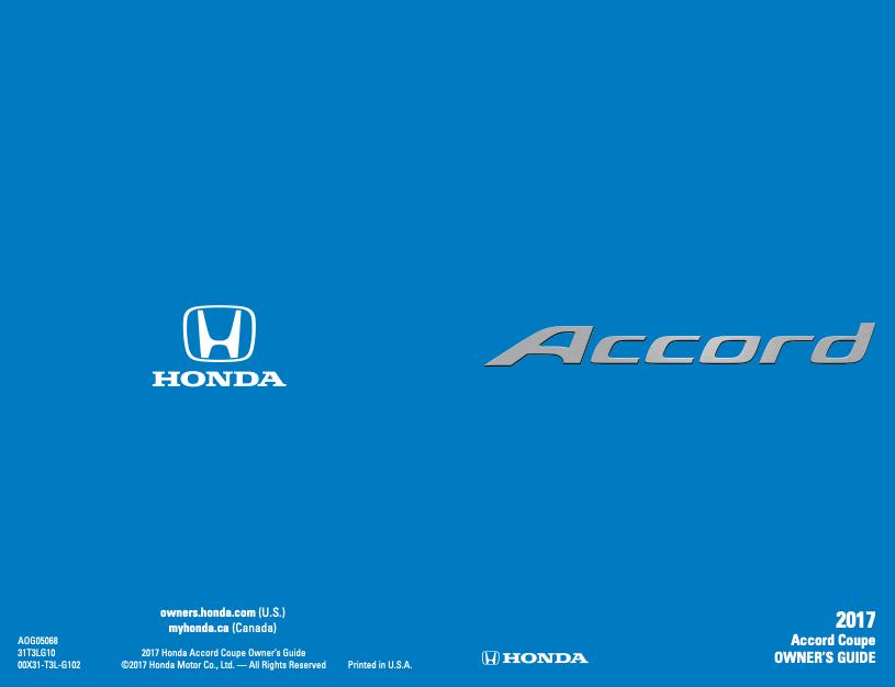 2017 Honda Accord Coupe Owner’s Manual Image