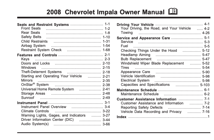 2008 Chevrolet Impala Owner’s Manual Image