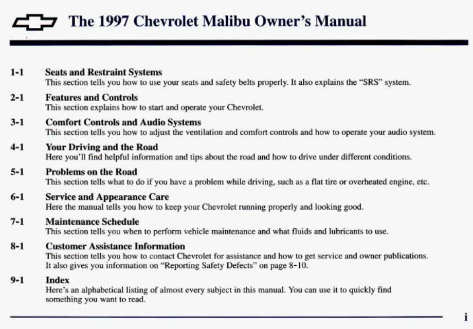 1997 Chevrolet Malibu Owner’s Manual Image