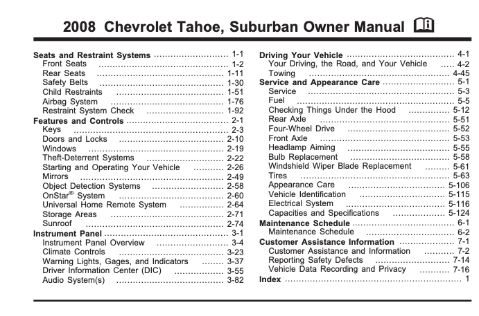 2008 Chevrolet Tahoe/Suburban Owners Manual Image
