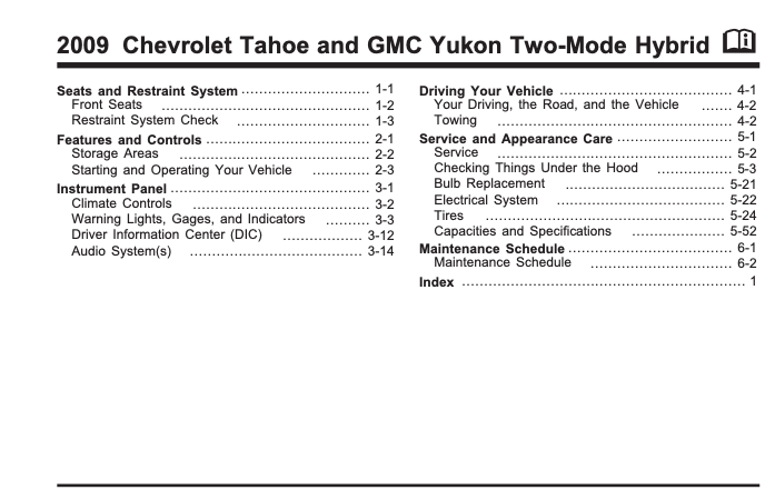 2009 Chevrolet Tahoe/Suburban Owners Manual Image