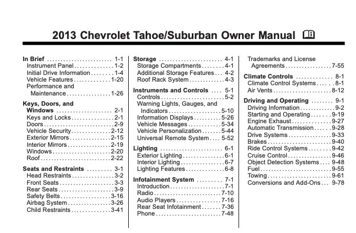 2013 Chevrolet Tahoe/Suburban Owners Manual Image