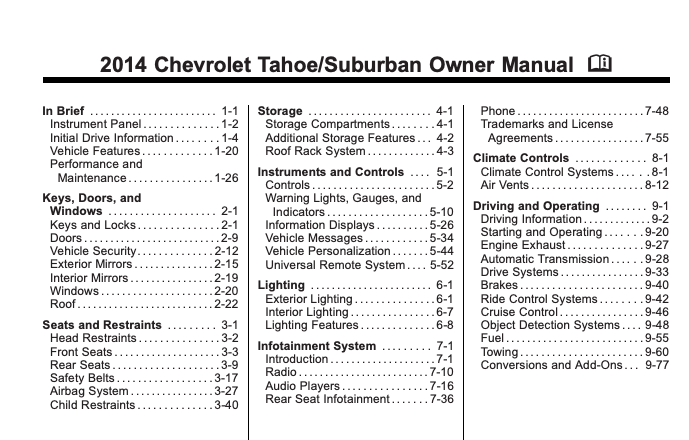 2014 Chevrolet Tahoe/Suburban Owners Manual Image