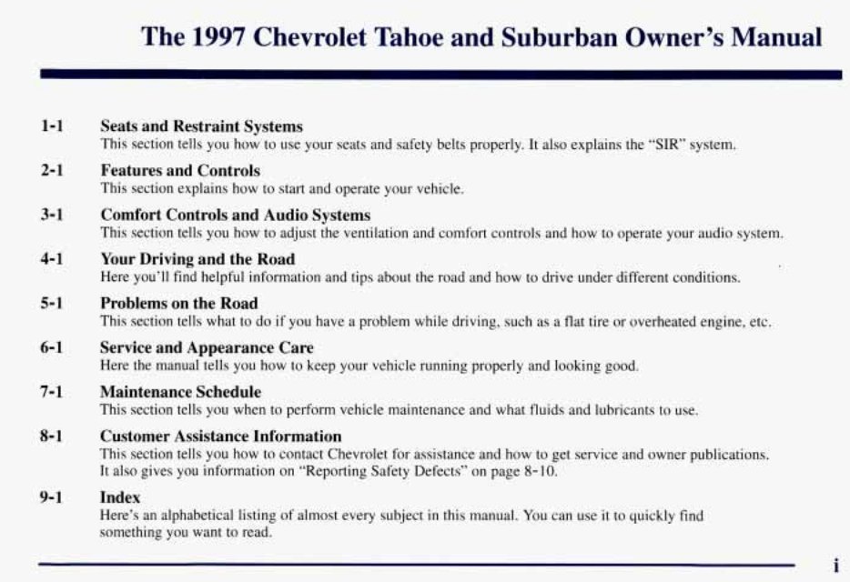 1997 Chevrolet Tahoe/Suburban Owners Manual Image