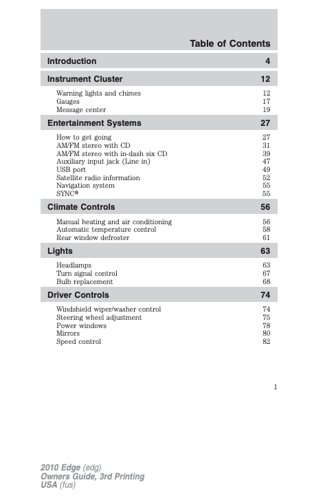 2010 Ford Edge Owner’s Manual Image
