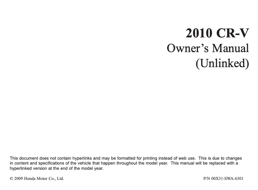 2010 Honda CR-V Owner’s Manual Image