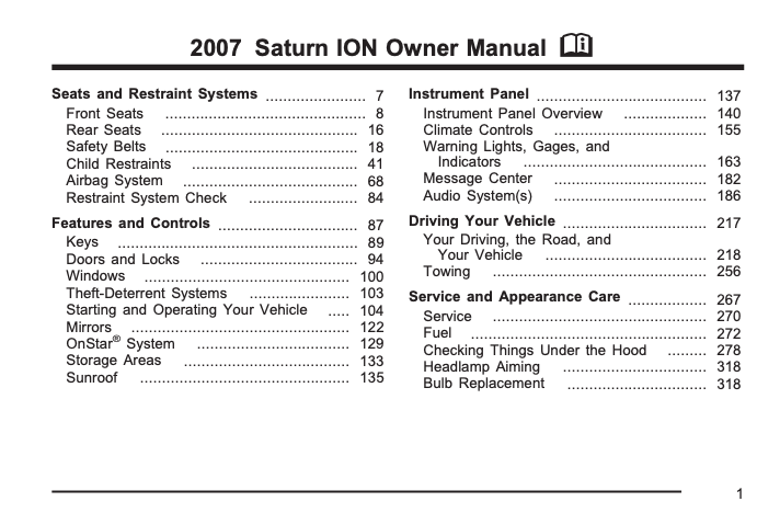 2007 Saturn Ion Owner’s Manual Image