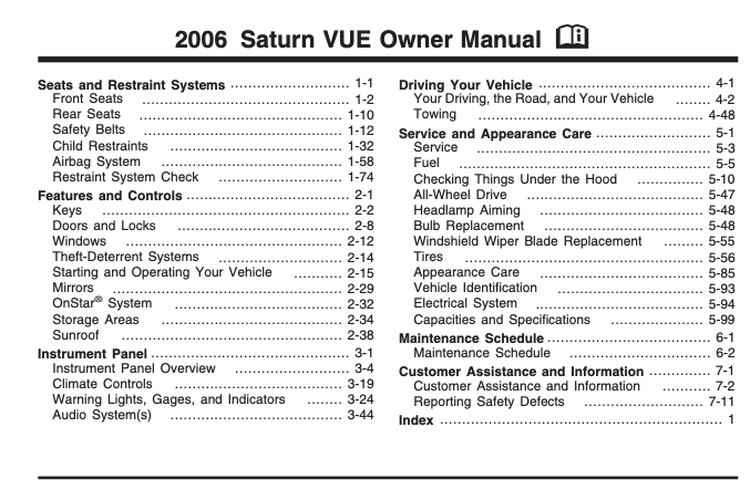 2006 Saturn Vue Owner’s Manual Image