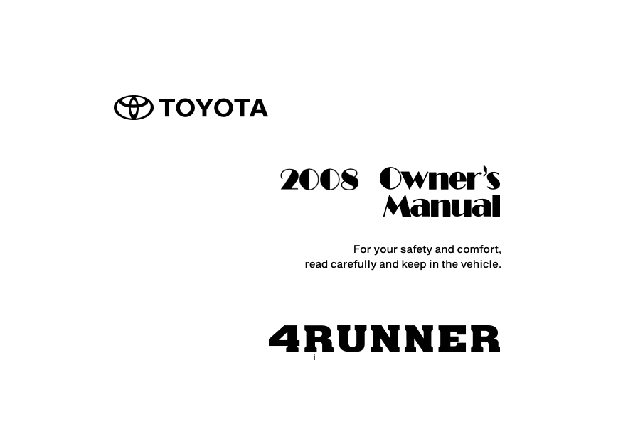 2008 Toyota 4Runner Owner’s Manual (OM35897U) Image