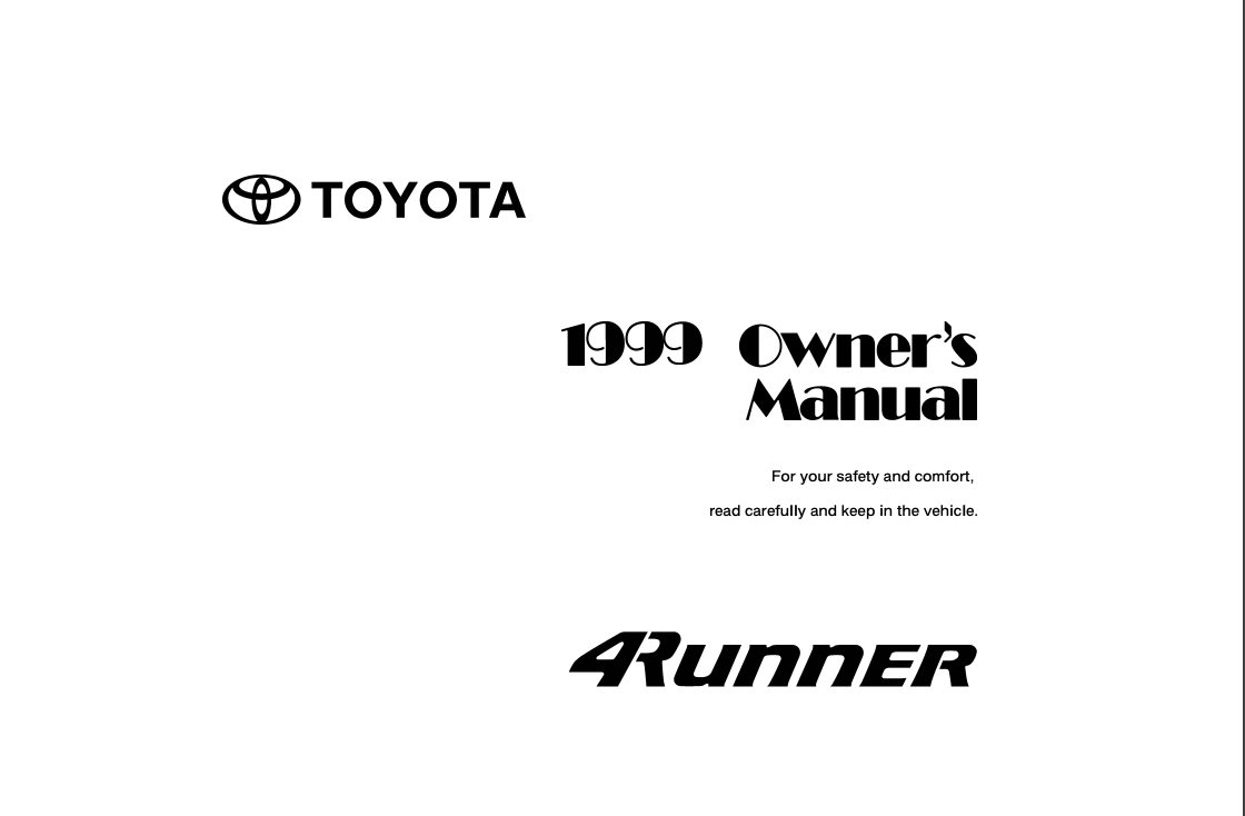 1999 Toyota 4Runner Owner’s Manual (OM35749U) Image