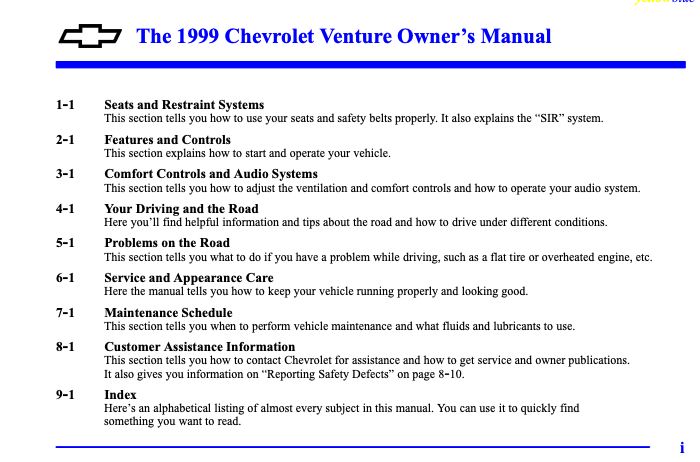 1999 Chevrolet Venture Image