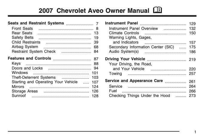 2010 Chevrolet Aveo Owner’s Manual Image